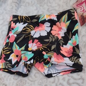 Floral Black Athletic Shorts